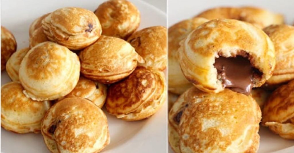 Bolinho de panqueca com recheio de Nutella