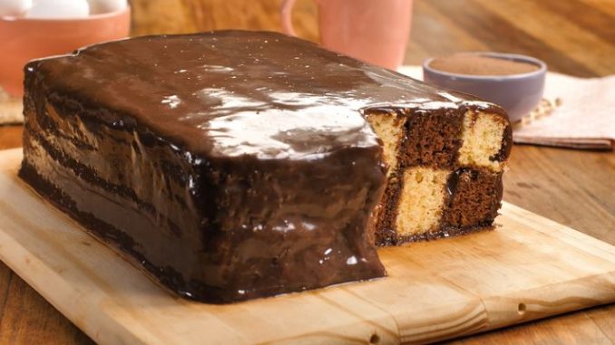 Receita de Bolo xadrez com brigadeiro