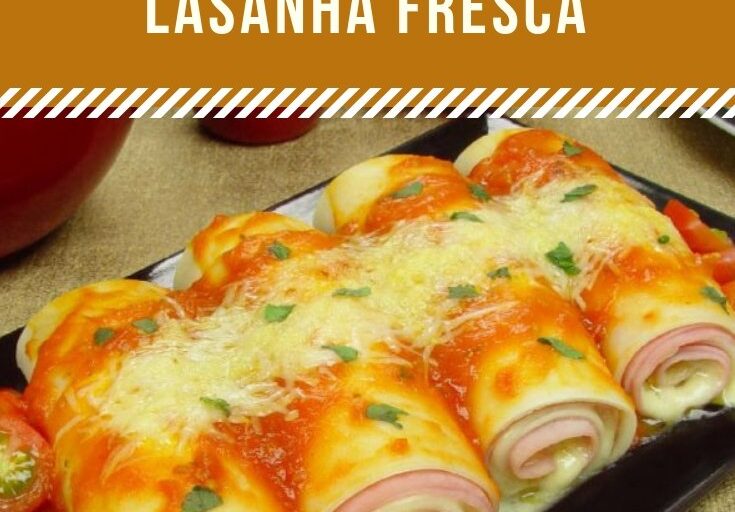 Canelone de presunto e queijo com massa de lasanha fresca