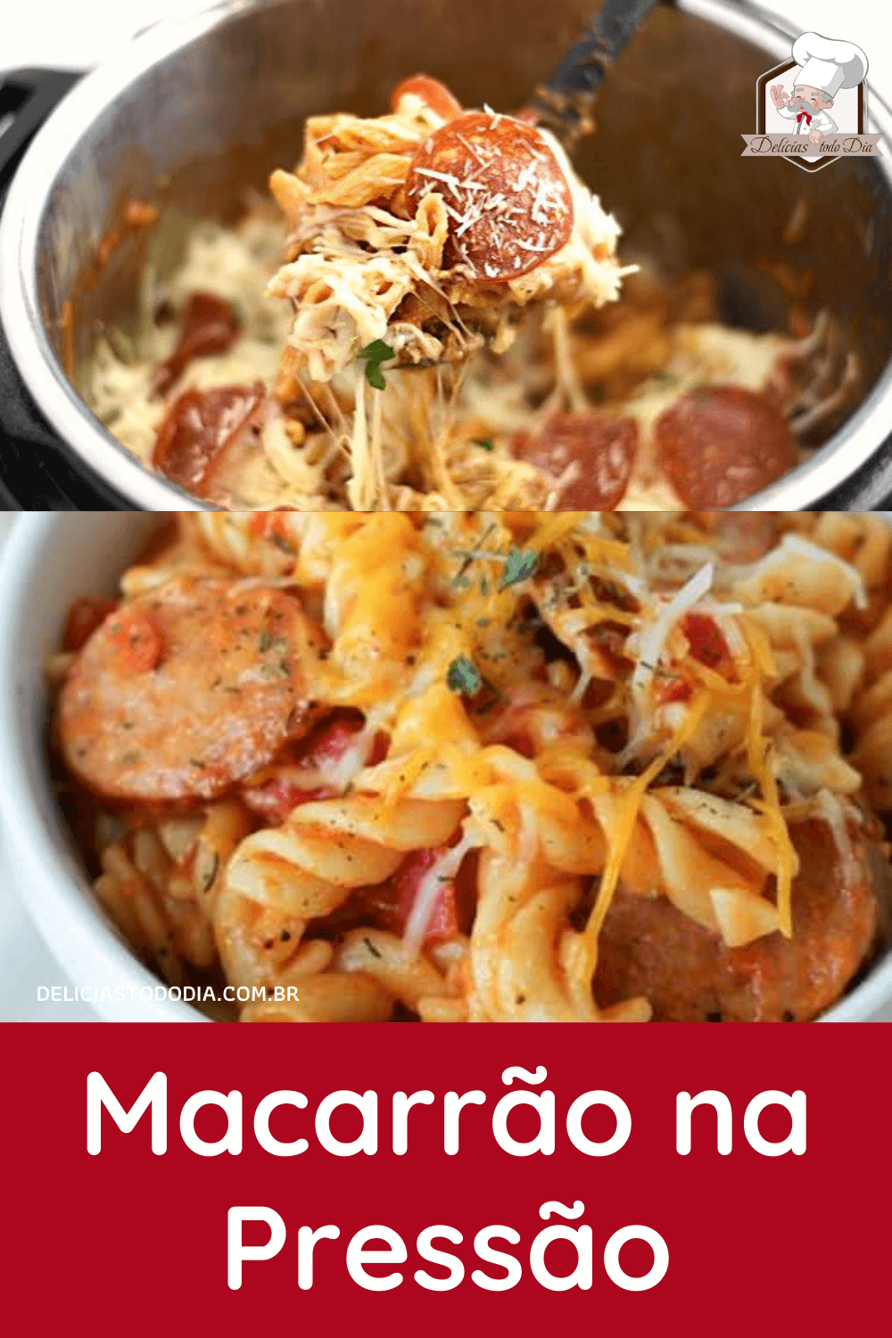 Macarrão com calabresa na panela de pressão