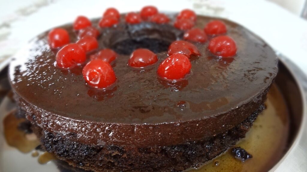 bolo pudim de chocolate