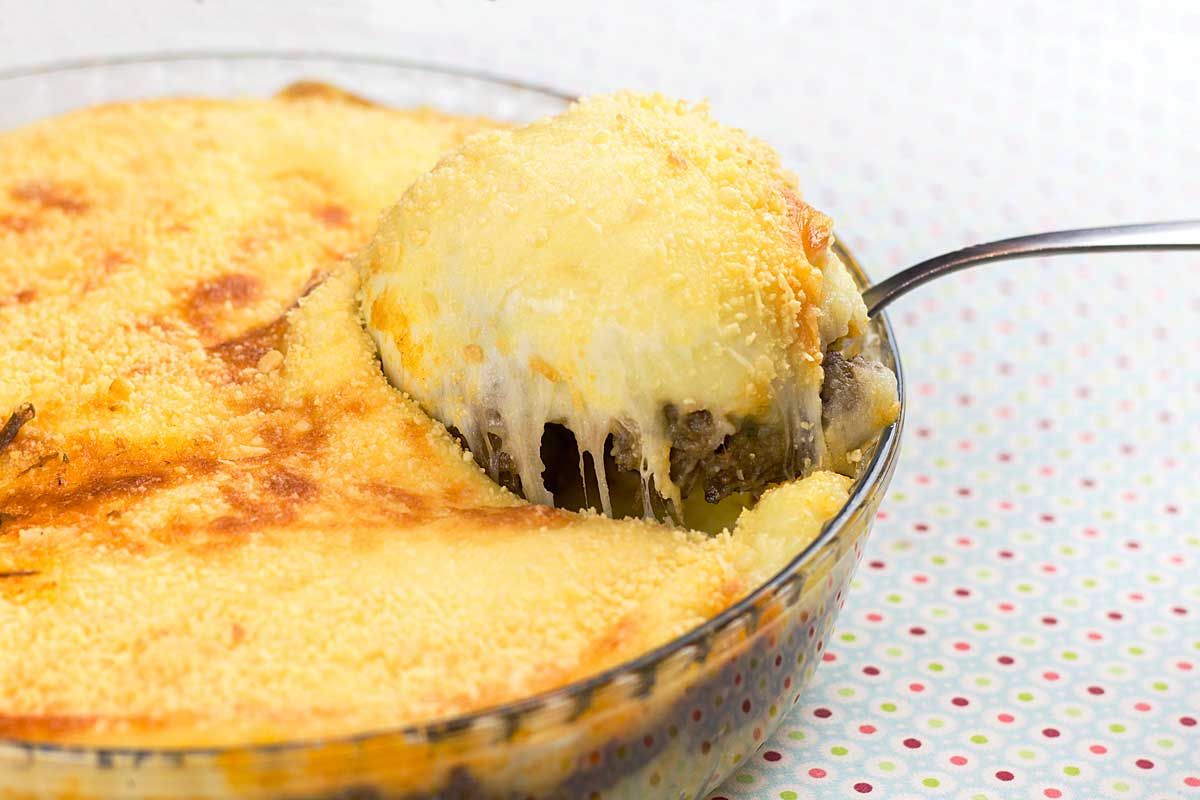 escondidinho de creme de milho com arroz