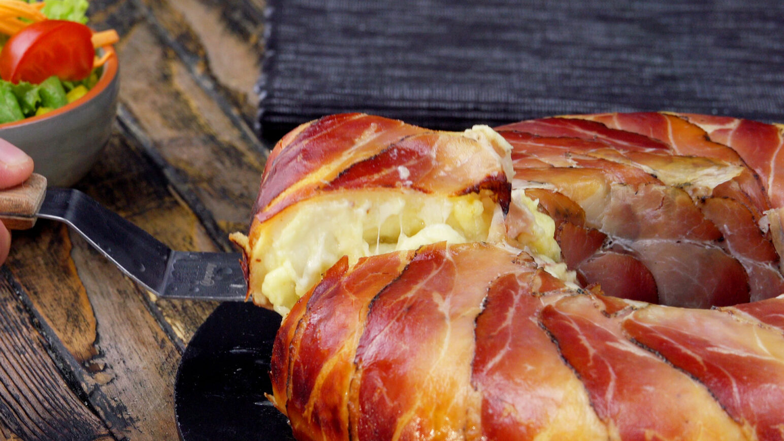 torta invertida com bacon