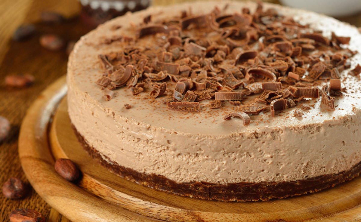 bolo cheesecake de chocolate