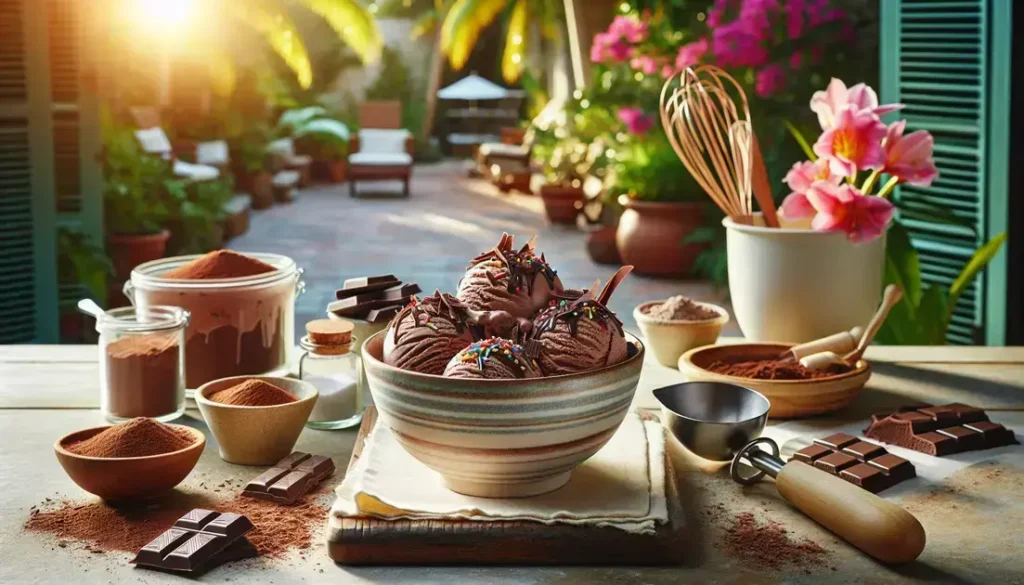 sorvete caseiro de chocolate